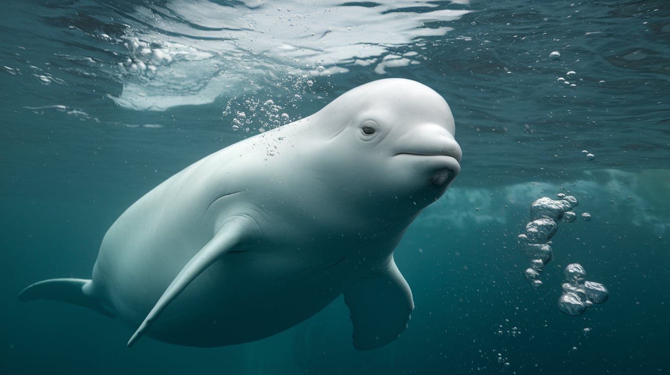 Beluga Whale Swimming