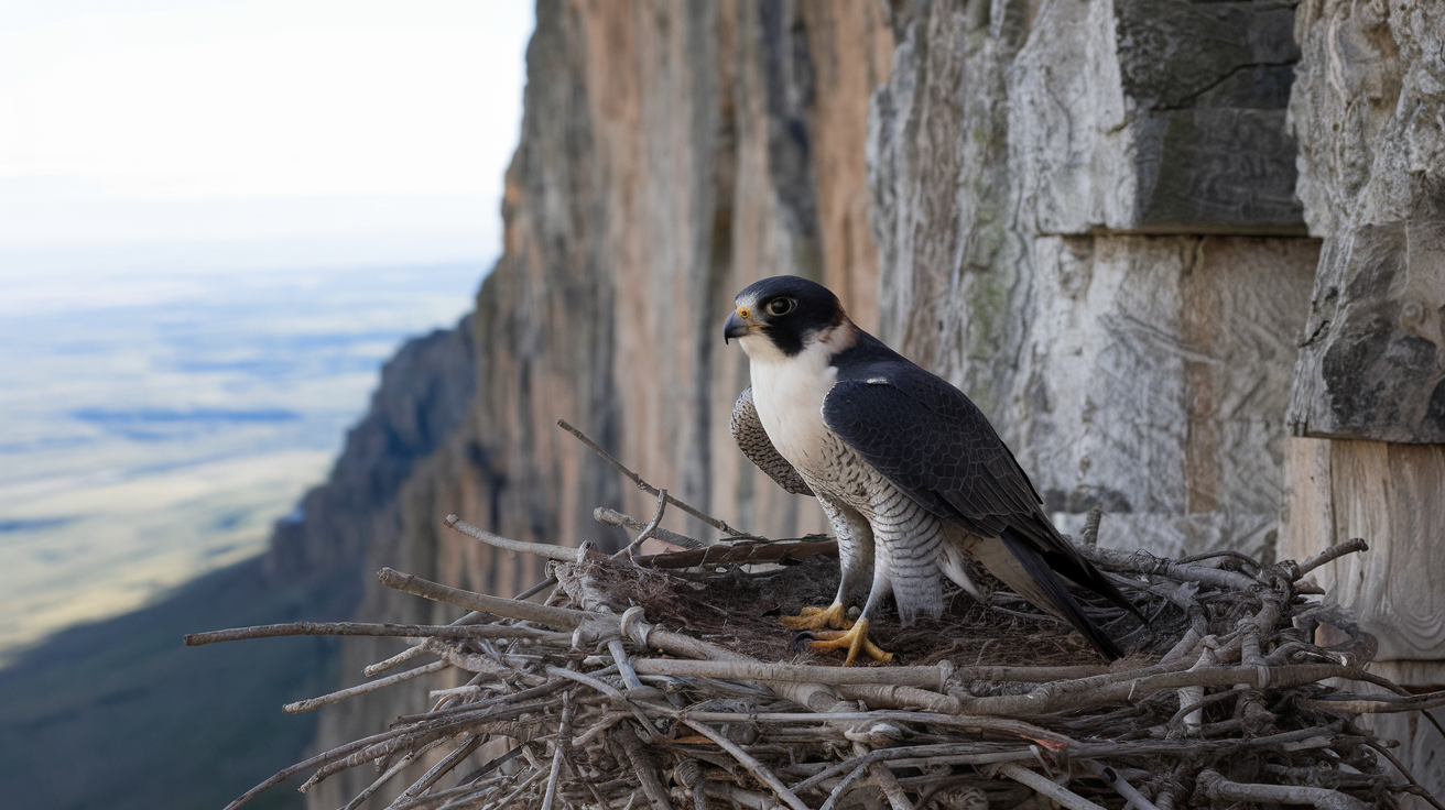 Peregrine Falcon on a Nest